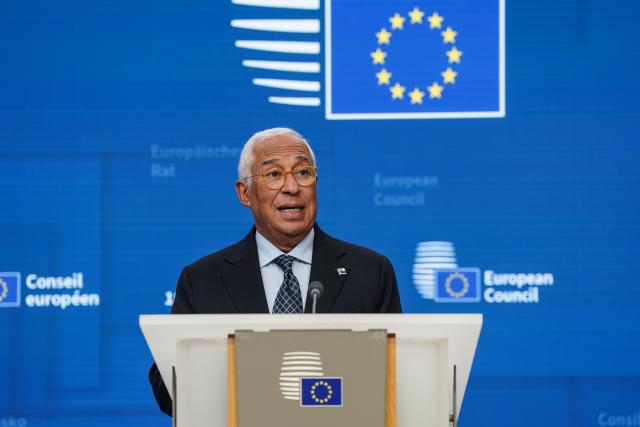 (251219) -- BRUSSELS, Dec. 19, 2025 (Xinhua) -- European Council President Antonio Costa attends a press conference in Brussels, Belgium, Dec. 18, 2025. The European Council on Friday approved a 90-billion-euro (about 105.4 billion U.S. dollars) loan package to support Ukraine's military and economic needs over the next two years.
   According to a European Council statement, the loan will be financed through European Union borrowing on the capital markets and backed by the EU budget "headroom," the unused margin in the budget that can be mobilized as a guarantee to support EU borrowing. (Xinhua/Peng Ziyang)