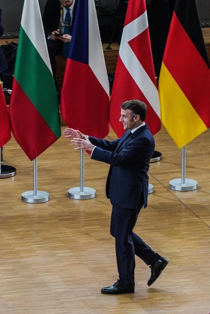 (251219) -- BRUSSELS, Dec. 19, 2025 (Xinhua) -- French President Emmanuel Macron attends a European Council summit in Brussels, Belgium, Dec. 18, 2025. The European Council on Friday approved a 90-billion-euro (about 105.4 billion U.S. dollars) loan package to support Ukraine's military and economic needs over the next two years.
   According to a European Council statement, the loan will be financed through European Union borrowing on the capital markets and backed by the EU budget "headroom," the unused margin in the budget that can be mobilized as a guarantee to support EU borrowing. (Xinhua/Peng Ziyang)