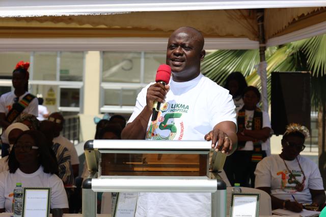 (251224) -- ACCRA, Dec. 24, 2025 (Xinhua) -- Robert Amesiya, acting regional director of Health Services, speaks during the celebration marking the 15th anniversary of the China-Ghana Friendship Hospital in Accra, the capital of Ghana, Dec. 23, 2025. The hospital, also known as Lekma Hospital, on Tuesday marked the 15th anniversary of its establishment here.
   TO GO WITH "China-Ghana Friendship Hospital marks 15th anniversary" (Photo by Seth/Xinhua)