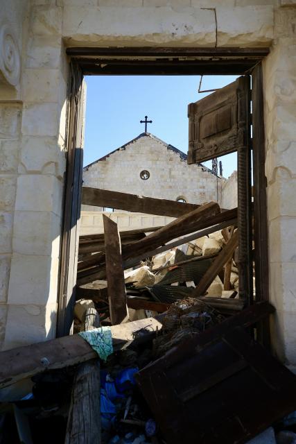 (251226) -- YAROUN, Dec. 26, 2025 (Xinhua) -- This photo taken on Dec. 25, 2025 shows a church destroyed by the Israeli army during the war, in southern Lebanese village of Yaroun. The church had stood for 102 years. (Photo by Ali Hashisho/Xinhua)