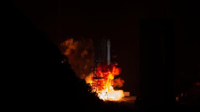 (251227) -- XICHANG, Dec. 27, 2025 (Xinhua) -- A Long March-3B rocket carrying the Fengyun-4 03 satellite blasts off from the Xichang Satellite Launch Center in southwest China's Sichuan Province, Dec. 27, 2025. The satellite has entered its planned orbit. (Photo by Zhang Hebin/Xinhua)