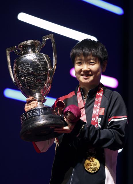 (251227) -- BEIJING, Dec. 27, 2025 (Xinhua) -- As the sporting calendar draws to a close, Xinhua News Agency has selected the top 10 Chinese athletes for 2025.
   4. Sun Yingsha (female, table tennis)
   Sun retained her women's singles titles at this year's World Championships and World Cup. Partnering with Wang Chuqin, she also completed a third consecutive mixed doubles world title. Meanwhile, Sun has remained as the year-end world No. 1 in women's singles for four consecutive years.
   This file photo taken on May 25, 2025 shows gold medslist Sun Yingsha of China posing with the trophy during the awarding ceremony for the women's singles event at ITTF World Table Tennis Championships Finals Doha 2025 in Doha, Qatar. (Xinhua/Liu Xu)