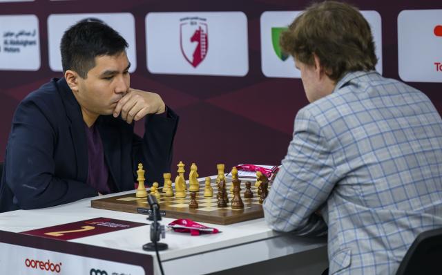 (251229) -- DOHA, Dec. 29, 2025 (Xinhua) -- Wesley So (L) of the United States competes during the Rapid Open final round against Vladislav Artemiev of Russia at the FIDE World Rapid & Blitz Championships 2025 in Doha, Qatar, Dec. 28, 2025. (Photo by Nikku/Xinhua)
