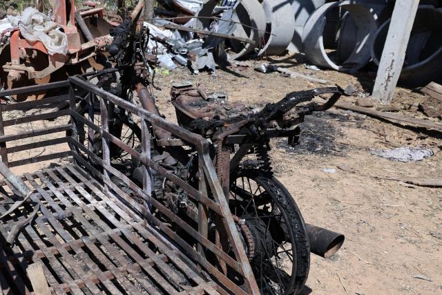 (251229) -- SA KAEW PROVINCE, Dec. 29, 2025 (Xinhua) -- This photo taken on Dec. 29, 2025 shows a damaged motorcycle in Sa Kaew province near the Thailand-Cambodia border in Thailand. Thailand and Cambodia signed a joint statement on Saturday to agree on a ceasefire from 12:00 p.m. local time.
The statement was inked by Thai Defense Minister Natthapon Nakpanich and Cambodian Deputy Prime Minister and Defense Minister Tea Seiha during the third Special General Border Committee (GBC) meeting, which was held on the Thai side of the border in Chanthaburi province. (Xinhua/Sun Weitong)