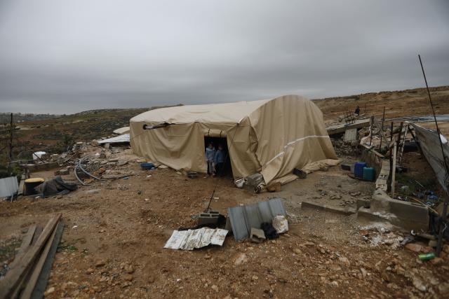 (251229) -- HEBRON, Dec. 29, 2025 (Xinhua) -- Photo taken on Dec. 29, 2025 shows a tent of a Palestinian family in the Khallat al-Fara area, west of Yatta, south of the West Bank city of Hebron. (Photo by Mamoun Wazwaz/Xinhua)