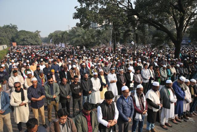 (251231) -- DHAKA, Dec. 31, 2025 (Xinhua) -- Mourners attend the funeral ceremony of former Bangladeshi Prime Minister Khaleda Zia at the Parliament house premises in Dhaka, Bangladesh on Dec. 31, 2025. Former Bangladeshi Prime Minister and Chairperson of the Bangladesh Nationalist Party (BNP) Khaleda Zia passed away due to illness at the age of 80 in the capital Dhaka at around 6 a.m. Tuesday local time. (Photo by Habibur Rahman/Xinhua)