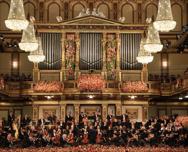 (260101) -- VIENNA, Jan. 1, 2026 (Xinhua) -- The Vienna Philharmonic Orchestra performs under the baton of conductor Yannick Nezet-Seguin during the 2026 Vienna Philharmonic New Year's Concert in Vienna, Austria, Jan. 1, 2026. (Dieter Nagl/The Vienna Philharmonic Orchestra/Handout via Xinhua)