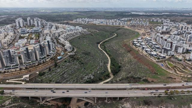(260102) -- MODIIN, Jan. 2, 2026 (Xinhua) -- An aerial view shows the Israeli city of Modiin and the surrounding green fields on Jan. 2, 2026. (Photo by Gil Cohen Magen/Xinhua)