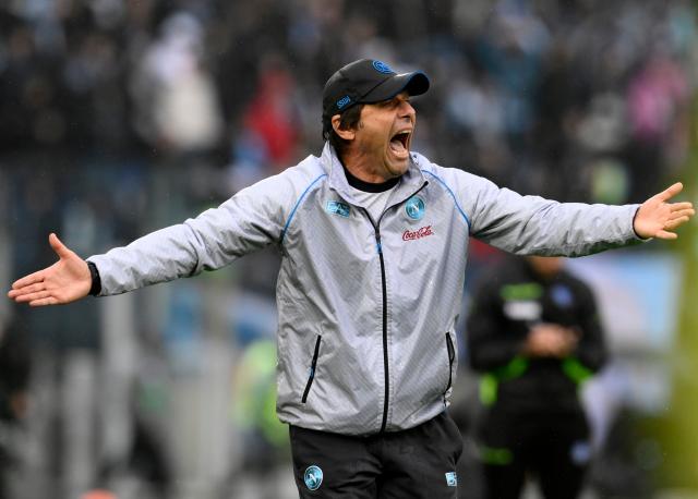(260104) -- ROME, Jan. 4, 2026 (Xinhua) -- Napoli's head coach Antonio Conte gestures during a Serie A football match between Lazio and Napoli in Rome, Italy, Jan. 4, 2026. (Photo by Augusto Casasoli/Xinhua)