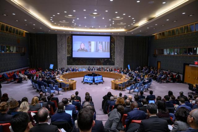(260105) -- UNITED NATIONS, Jan. 5, 2026 (Xinhua) -- The Security Council holds an emergency meeting on Venezuela at the UN headquarters in New York, Jan. 5, 2026. (Loey Felipe/UN Photo/Handout via Xinhua)