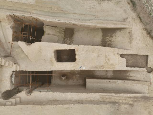 (260107) -- FUPING, Jan. 7, 2026 (Xinhua) -- This undated file photo shows two tombs at the Changchun Ruins in Fuping County, Weinan City of northwest China's Shaanxi Province. A cluster of 31 tombs dating back nearly 3,000 years was discovered in northwest China's Shaanxi Province, providing evidence for the study of political and social development of that period, said archaeologists on Tuesday.
   TO GO WITH "Ancient tomb cluster discovered in northwest China" (Shaanxi Academy of Archaeology/Handout via Xinhua)