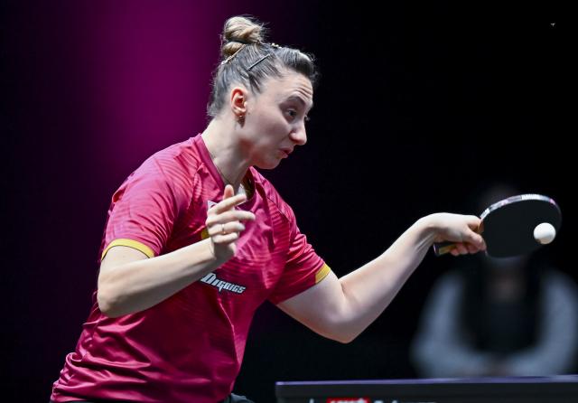 (260109) -- DOHA, Jan. 9, 2026 (Xinhua) -- Sofia Polcanova of Austria hits a return during the women's singles round of 16 match against Wang Yidi of China at the WTT Champions Doha 2026 in Doha, Qatar, Jan. 9, 2026. (Photo by Nikku/Xinhua)
