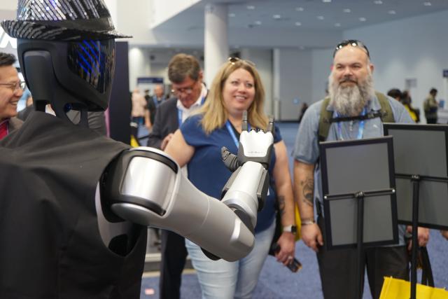 (260109) -- LAS VEGAS, Jan. 9, 2026 (Xinhua) -- A robot from Chinese company AgiBot is displayed during the 2026 Consumer Electronics Show (CES) in Las Vegas, the United States, Jan. 6, 2026. (Photo by Zeng Hui/Xinhua)