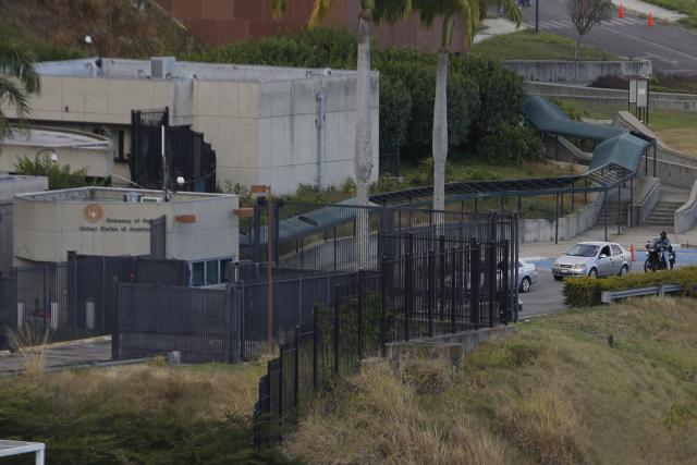 (260109) -- CARACAS, Jan. 9, 2026 (Xinhua) -- Photo taken on Jan. 9, 2026, shows the entrance of the U.S. Embassy in Caracas, Venezuela. The U.S. official said Friday that personnel from the State Department's Colombia-based Venezuela Affairs Unit, including the unit's chargé d'affaires John McNamara, will "conduct an initial assessment for a potential phased resumption of operations" in Caracas, where the U.S. embassy was closed in 2019 with all embassy staff withdrawn. (Str/Xinhua)