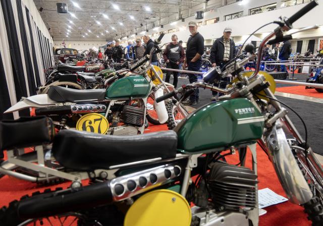 (260110) -- MISSISSAUGA, Jan. 10, 2026 (Xinhua) -- People visit the 50th Annual North American International Motorcycle Supershow in Mississauga, Ontario, Canada, on Jan. 9, 2026. Featuring more than 1,100 motorcycles from over 500 exhibitors, this annual three-day event kicked off here on Friday. (Photo by Zou Zheng/Xinhua)