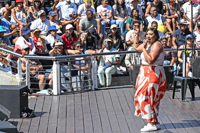 (260110) -- CAPE TOWN, Jan. 10, 2026 (Xinhua) -- A singer performs during the Cape Town Jazzathon held at the V&A Waterfront in Cape Town, South Africa, Jan. 9, 2026. The annual Cape Town Jazzathon, an iconic music festival dating back to 1997 in South Africa, kicked off here on Friday. (Photo by Xabiso Mkhabela/Xinhua)