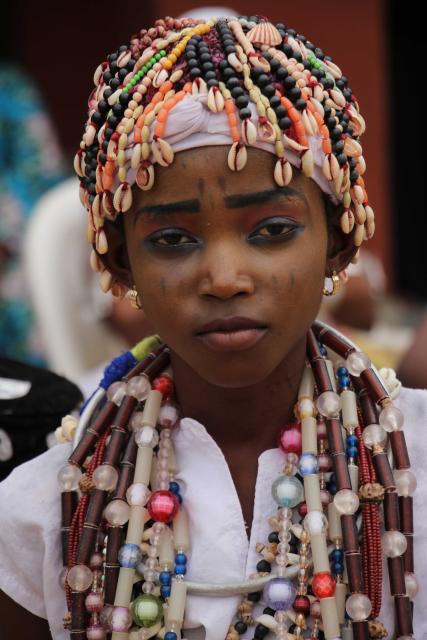 (260110) -- OUIDAH, Jan. 10, 2026 (Xinhua) -- This photo taken on Jan. 9, 2026 shows a local dressed in traditional costumes during the Vodun Days in Ouidah, Benin. The 2026 edition of Vodun Days is held from Jan. 8 to 10 in Ouidah, a historic cultural city in southwestern Benin, showcasing the diversity and vitality of Vodun culture through ritual demonstrations, dance and music performances, and art exhibitions. (Photo by Seraphin Zounyekpe/Xinhua)