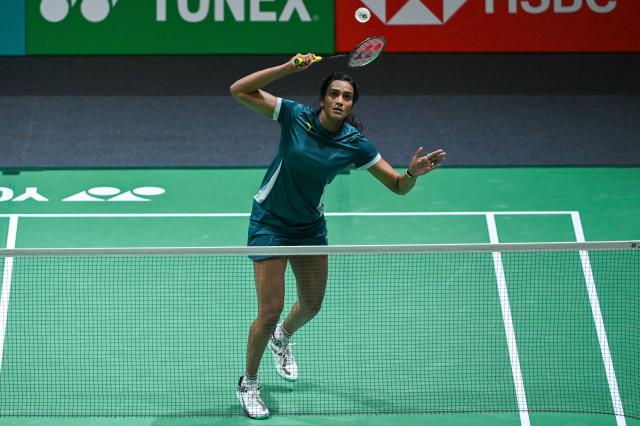 (260110) -- KUALA LUMPUR, Jan. 10, 2026 (Xinhua) -- Pusarla V. Sindhu of India hits a return during the women's singles semifinal match against Wang Zhiyi of China at the Malaysia Open 2026 badminton tournament in Kuala Lumpur, Malaysia, Jan. 10, 2026. (Photo by Chong Voon Chung/Xinhua)