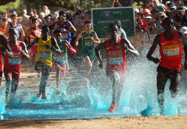 (260111) -- TALLAHASSEE, Jan. 11, 2026 (Xinhua) -- Athletes compete during the U20 Men's Race at the World Athletics Cross Country Championships 2026 in Tallahassee, Florida, the United States, on Jan. 10, 2026. (Xinhua/Zhang Fengguo)