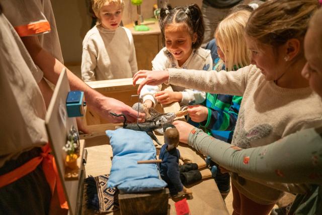 (260111) -- PRAGUE, Jan. 11, 2026 (Xinhua) -- Children play with puppets at the Museum of Prague in Prague, the Czech Republic, Jan. 10, 2026. The Museum of Prague hosted a family-oriented event on Saturday, featuring a puppet show about a garbage collector's work and hands-on puppet-making activities, promoting reuse and sustainable practices. (Photo by Dana Kesnerova/Xinhua)