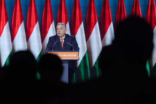 (260111) -- BUDAPEST, Jan. 11, 2026 (Xinhua) -- Hungarian Prime Minister Viktor Orban speaks at the Fidesz party's 31st congress in Budapest, Hungary, Jan. 10, 2026. Orban said on Saturday that he is ready to lead the ruling party alliance in the upcoming parliamentary election. (Photo by Attila Volgyi/Xinhua)