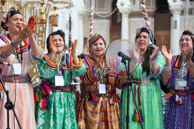 (260111) -- ALGIERS, Jan. 11, 2026 (Xinhua) -- Algerian Amazighs (Berbers) celebrate the Amazigh New Year known as Yennayer in Algiers, Algeria, Jan. 10, 2026. (Xinhua)