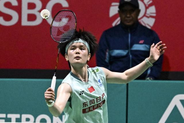 (260111) -- KUALA LUMPUR, Jan. 11, 2026 (Xinhua) -- Wang Zhiyi of China hits a return during the women's singles final match against An Se Young of South Korea at the Malaysia Open 2026 badminton tournament in Kuala Lumpur, Malaysia, Jan. 11, 2026. (Xinhua/Cheng Yiheng)