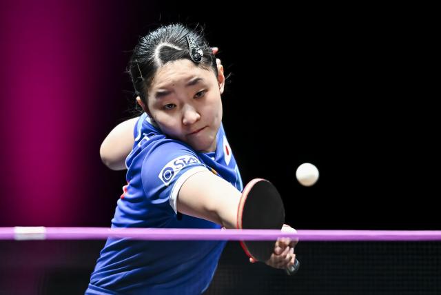 (260111) -- DOHA, Jan. 11, 2026 (Xinhua) -- Harimoto Miwa of Japan hits a return during the women's singles quarter-final match against Chen Xingtong of China at the WTT Champions Doha 2026 in Doha, Qatar, on Jan. 10, 2026. (Photo by Nikku/Xinhua)