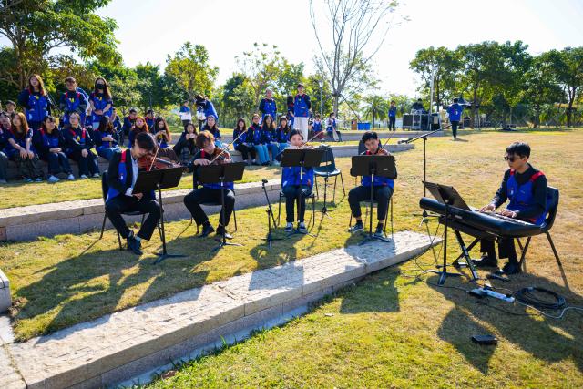 (260111) -- MACAO, Jan. 11, 2026 (Xinhua) -- Students of the University of Macao perform at the launch ceremony for the celebrations of the university's 45th anniversary in Macao, south China, Jan. 11, 2026. The launch ceremony for the celebrations of the 45th anniversary of the University of Macao, along with an open-day event, kicked off here on Sunday. (Xinhua/Cheong Kam Ka)