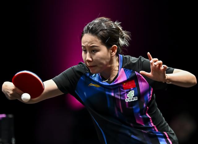 (260112) -- DOHA, Jan. 12, 2026 (Xinhua) -- Chen Xingtong of China hits a return during the women's singles final match against Zhu Yuling of China's Macao at the WTT Champions Doha 2026 in Doha, Qatar, on Jan. 11, 2026. (Photo by Nikku/Xinhua)