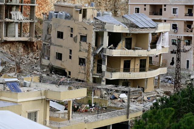 (260112) -- KFAR HATTA, Jan. 12, 2026 (Xinhua) -- This photo taken on Jan. 12, 2026 shows residential buildings destroyed in Israeli airstrikes in Kfar Hatta, southern Lebanon. The Israeli forces carried out on Sunday afternoon airstrikes on the village of Kfar Hatta in southern Lebanon's Litani River area, Lebanon's official National News Agency (NNA) reported.
   A Lebanese security source told Xinhua that Israeli warplanes carried out more than 35 airstrikes in three waves, firing around 70 missiles at Hezbollah positions and residential buildings in Kfar Hatta. The strikes caused extensive destruction, damaging dozens of homes. (Photo by Ali Hashisho/Xinhua)