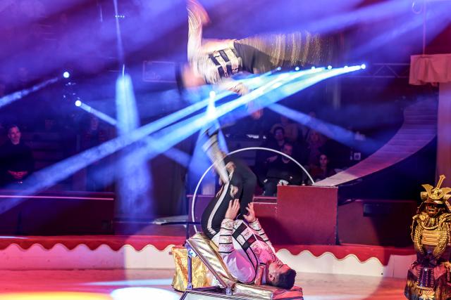 (260113) -- BUDAPEST, Jan. 13, 2026 (Xinhua) -- Artists perform during the gala show of the 16th Budapest International Circus Festival in Budapest, Hungary, on Jan. 12, 2026. (Photo by David Balogh/Xinhua)