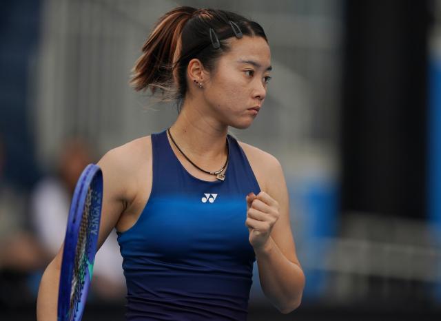 (260113) -- MELBOURNE, Jan. 13, 2026 (Xinhua) -- Ma Yexin of China celebrates during the women's singles qualifying 1st round match against Varvara Lepchenko of the United States at Australian Open tennis tournament in Melbourne, Australia, Jan. 13, 2026. (Photo by Wang Shen/Xinhua)