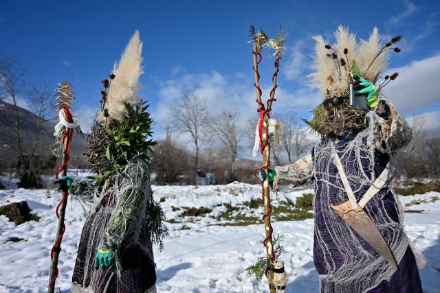 (260113) -- VEVCANI, Jan. 13, 2026 (Xinhua) -- Revelers participate in a carnival celebration in the village of Vevcani, North Macedonia, Jan. 13, 2026. (Photo by Tomislav Georgiev/Xinhua)