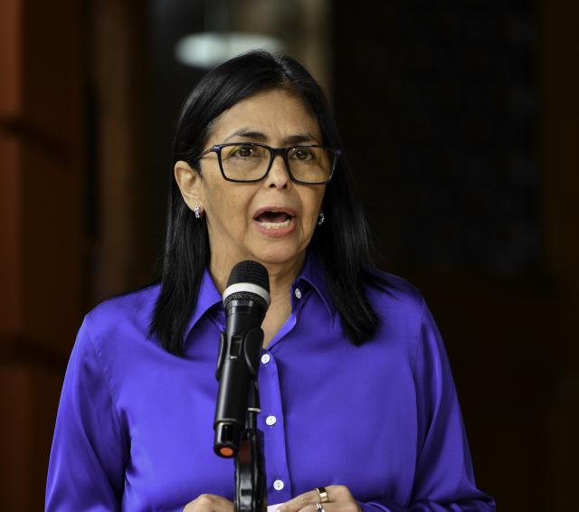 (260114) -- CARACAS, Jan. 14, 2026 (Xinhua) -- Venezuela's acting president Delcy Rodriguez attends a press conference in Caracas, Venezuela, Jan. 14, 2026. (Xinhua/Ding Hongfa)