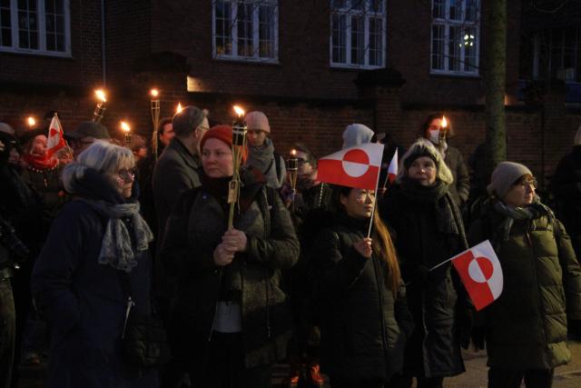 (260114) -- COPENHAGEN, Jan. 14, 2026 (Xinhua) -- People participate in a protest against U.S. plans on Greenland in Copenhagen, Denmark, Jan. 14, 2026. About 200 protesters rallied outside the U.S. Embassy in Denmark Wednesday, expressing opposition to Washington's plans on Greenland as Danish and Greenlandic officials met with U.S. Vice President JD Vance and Secretary of State Marco Rubio in Washington. (Photo by Liu Zhichao/Xinhua)