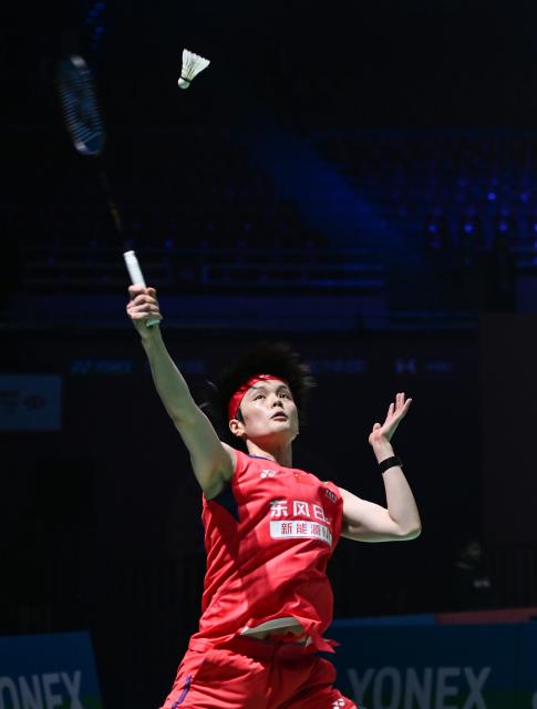 (260116) -- NEW DELHI, Jan. 16, 2026 (Xinhua) -- Wang Zhiyi of China competes against Nidaira Natsuki of Japan during women's singles quarter-final match at the India Open 2026 in New Delhi, India, Jan. 16, 2026. (Xinhua/Javed Dar)
