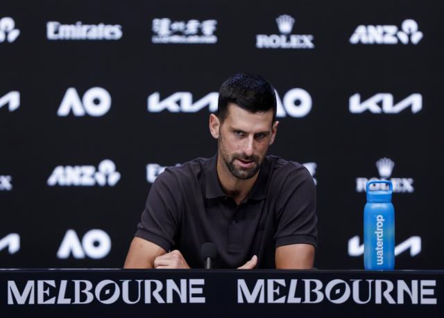 (260117) -- MELBOURNE, Jan. 17, 2026 (Xinhua) -- Serbia's Novak Djokovic attends the press conference ahead of the Australian Open tennis tournament 2026 in Melbourne, Australia, Jan. 17, 2026. (Xinhua/Ma Ping)