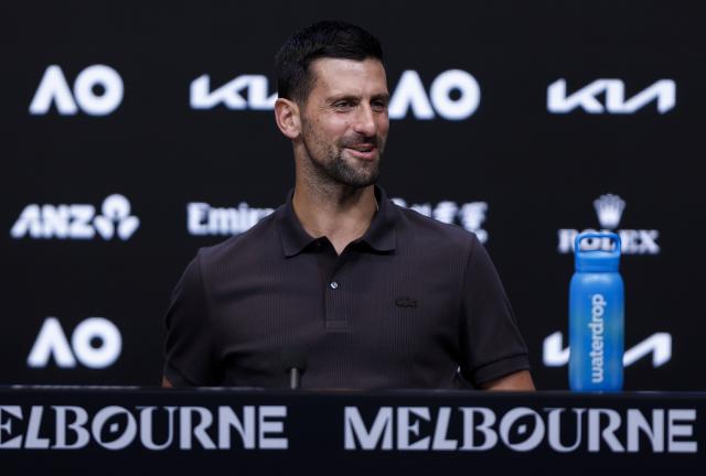 (260117) -- MELBOURNE, Jan. 17, 2026 (Xinhua) -- Serbia's Novak Djokovic attends the press conference ahead of the Australian Open tennis tournament 2026 in Melbourne, Australia, Jan. 17, 2026. (Xinhua/Ma Ping)