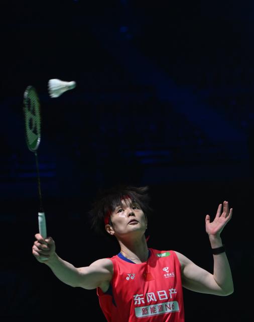 (260117) -- NEW DELHI, Jan. 17, 2026 (Xinhua) -- China's Wang Zhiyi returns the shuttlecock during the women's singles semifinal match against her compatriot Chen Yufei at India Open badminton tournament 2026 in New Delhi, India, Jan. 17, 2026. (Photo by Javed Dar/Xinhua)