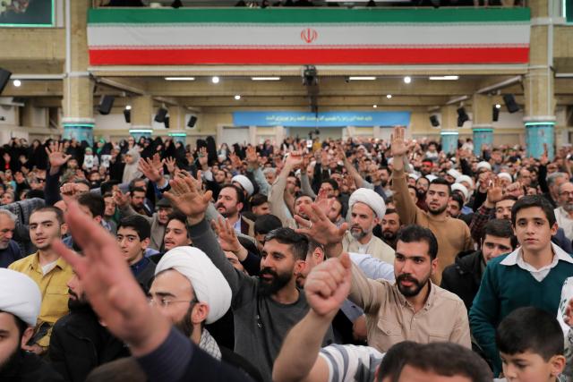 (260117) -- TEHERAN, Jan. 17, 2026 (Xinhua) -- People react to Iranian Supreme Leader Ali Khamenei's speech in Teheran, capital of Iran, on Jan. 17, 2026. Iranian Supreme Leader Ali Khamenei said on Saturday that Iran had defeated the United States and Israel "once again" and had "extinguished the sedition" he alleged was incited by Washington and Tel Aviv.
   He described U.S. President Donald Trump as a "criminal" for his administration's support of the demonstrations, accusing Washington of causing economic and social harm to the Iranian people.
   TO GO WITH "2nd LD Writethru: Iran's supreme leader says country has 'extinguished sedition'" (The Office of the Supreme Leader in Iran/Handout via Xinhua)
