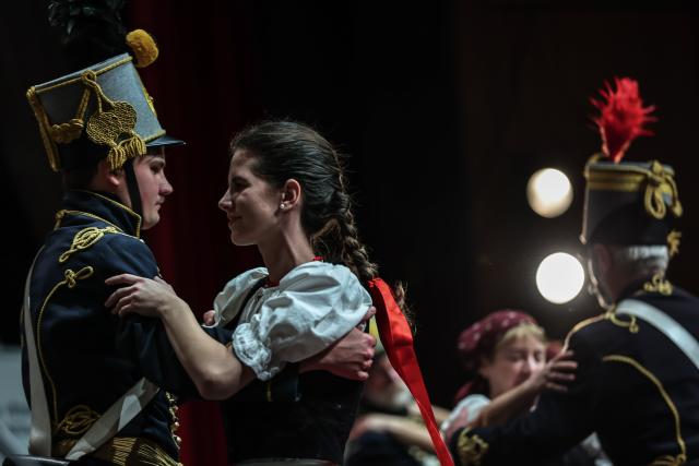 (260118) -- BUDAPEST, Jan. 18, 2026 (Xinhua) -- Artists perform during a gala marking the Day of the Hungarian Culture in Budapest, Hungary, Jan. 17, 2026. Chinese linguist and literary translator Guo Xiaojing was awarded the "Knight of Universal Culture" title here on Saturday for her outstanding contributions to cultural exchange and mutual understanding between China and Hungary.
   The award was presented during a gala marking the Day of the Hungarian Culture at the Stefania Palace Cultural Center. (Photo by David Balogh/Xinhua)