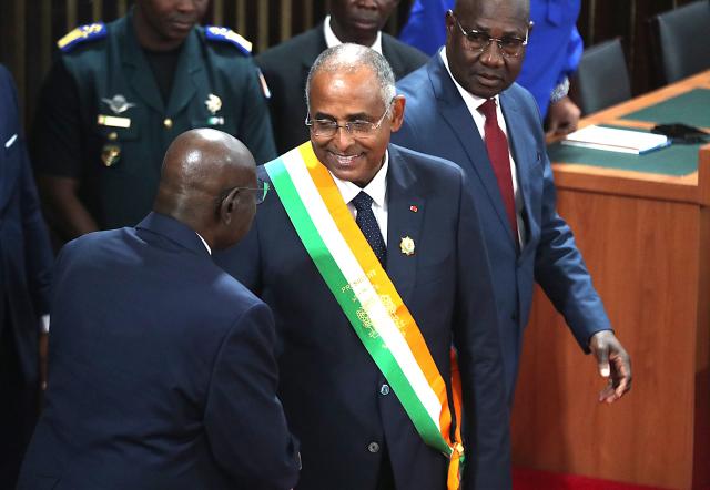 (260118) -- ABIDJAN, Jan. 18, 2026 (Xinhua) -- Former Prime Minister of Cote d'Ivoire Patrick Achi (C) attends the election for the president of the National Assembly in Abidjan, Cote d'Ivoire, on Jan. 17, 2026. Former Cote d'Ivoire Prime Minister Patrick Achi was elected on Saturday as the new president of the National Assembly in Abidjan, official sources disclosed. (Photo by Yvan Sonh/Xinhua)