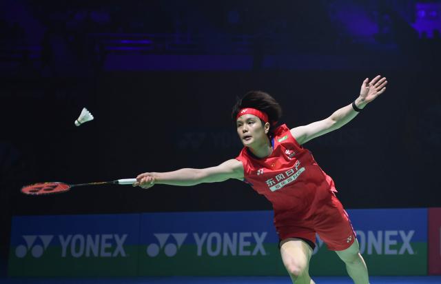 (260118) -- NEW DELHI, Jan. 18, 2026 (Xinhua) -- Wang Zhiyi of China returns the shuttlecock to An Se Young of South Korea during the women's singles final at India Open 2026 in New Delhi, India, Jan. 18, 2026. (Xinhua/Javed Dar)