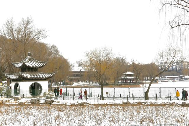 (260118) -- BEIJING, Jan. 18, 2026 (Xinhua) -- People visit the Taoranting Park after a snowfall in Beijing, capital of China, Jan. 18, 2026. Beijing witnessed a snowfall this weekend. (Photo by Wang Jingwei/Xinhua)