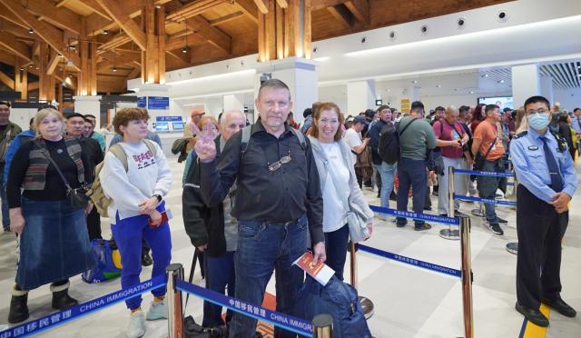 (260118) -- HAIKOU, Jan. 18, 2026 (Xinhua) -- Foreign travelers wait for border inspection procedures at Sanya Phoenix International Airport in Sanya, south China's Hainan Province, Jan. 15, 2026. One month into the island-wide special customs operations, Hainan Free Trade Port (FTP) in south China has made initial achievements in passenger convenience.
   According to statistics, the island has seen more than 310,000 entries and exits in the first month since special customs operations began. Foreign nationals accounted for 59 percent of these border crossings with 186,000 entries and exits. Meanwhile, visa-free entry policies welcomed some 87,000 foreign travelers to Hainan, which accounted for 93 percent of all foreign arrivals in the province. (Xinhua)
