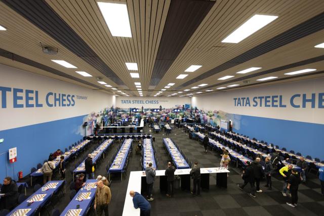 (260119) -- WIJK AAN ZEE, Jan. 19, 2026 (Xinhua) -- Players compete during the second round of Tata Steel Chess Tournament 2026 in Wijk aan Zee, the Netherlands, on Jan. 18, 2026. (Photo by Sylvia Lederer/Xinhua)
