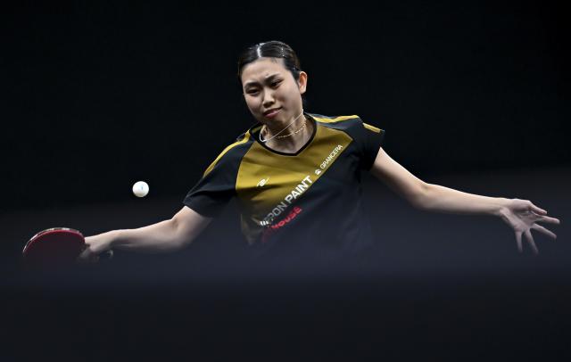 (260119) -- DOHA, Jan. 19, 2026 (Xinhua) -- Sato Hitomi of Japan hits a return during the women's Singles final match against Zhu Yuling of China's Macao at the WTT Star Contender Doha 2026 in Doha, Qatar, on Jan. 18, 2026. (Photo by Nikku/Xinhua)