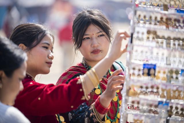 (260119) -- KATHMANDU, Jan. 19, 2026 (Xinhua) -- Women in traditional attire from the Tamang community participate in a celebration of the Sonam Lhosar festival in Kathmandu, Nepal, Jan. 19, 2026. Sonam Lhosar is observed as the lunar new year by the Tamang community, an ethnic indigenous group living in Nepal. (Photo by Hari Maharjan/Xinhua)