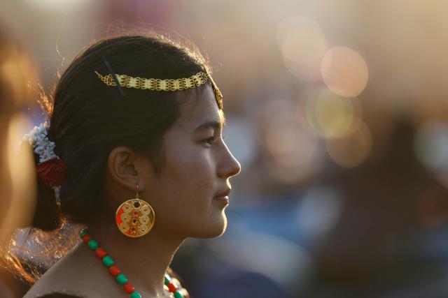 (260119) -- KATHMANDU, Jan. 19, 2026 (Xinhua) -- A woman in traditional attire from the Tamang community is seen during a celebration of the Sonam Lhosar festival in Kathmandu, Nepal, Jan. 19, 2026. Sonam Lhosar is observed as the lunar new year by the Tamang community, an ethnic indigenous group living in Nepal. (Photo by Sulav Shrestha/Xinhua)